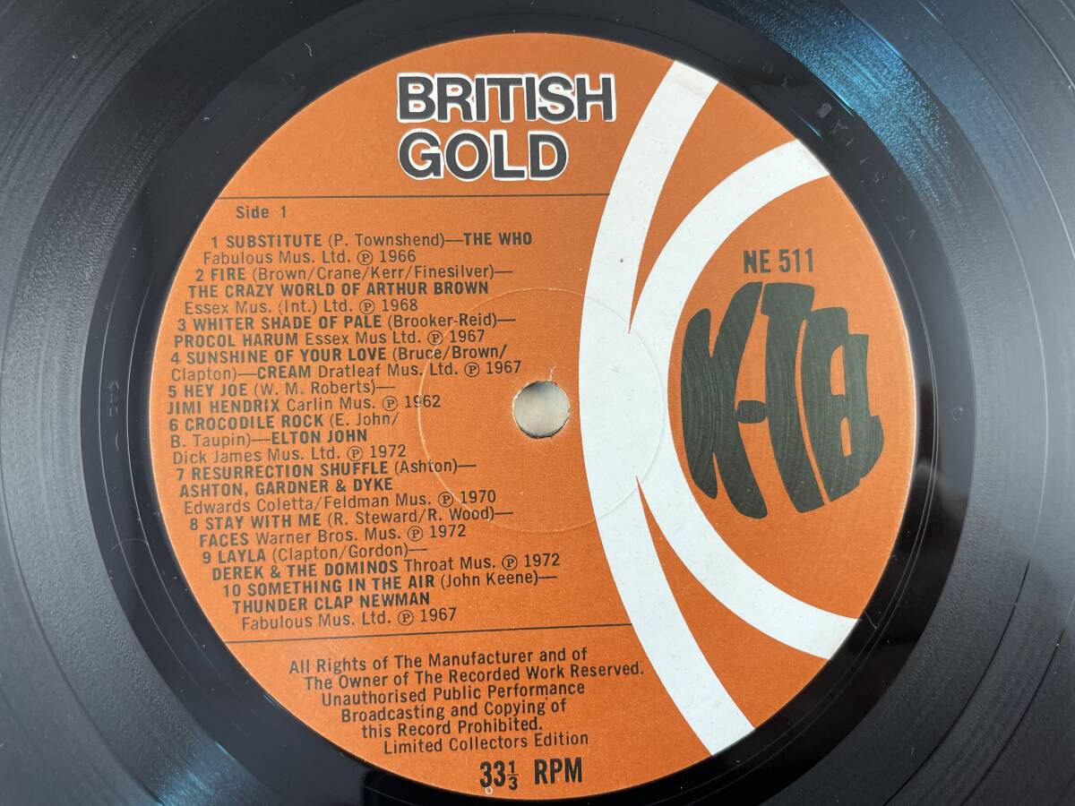 UK record LP V.A British Gold (The Who, Cream, Jimi Hendrix, Elton John, The Faces, Deep Purple, The Kinks, T-Rex, Spencer Davis,,