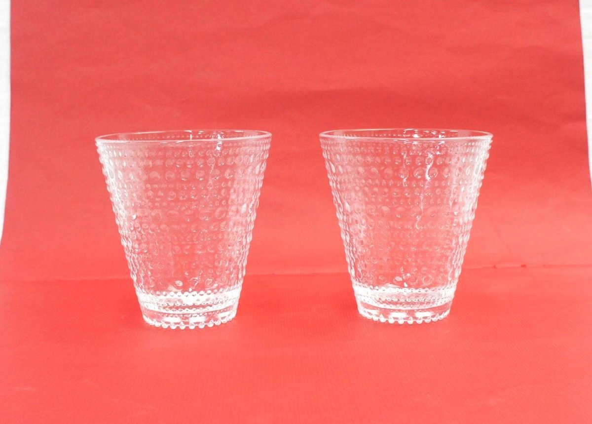 01▼【未使用】2個セット iittala イッタラ Kastehelmi カステヘルミ タンブラー 300ml クリア グラス フィンランド コップ△ 1137N9の画像1