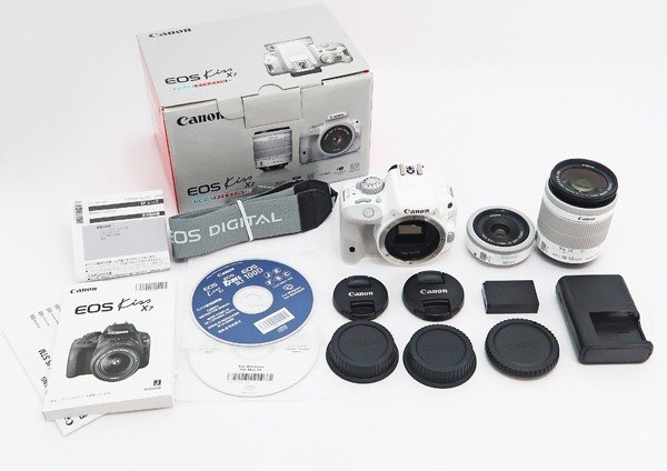 ◇美品【Canon キヤノン】EOS Kiss X7 ダブルレンズキット 2 デジタル一眼カメラ ホワイトの画像9