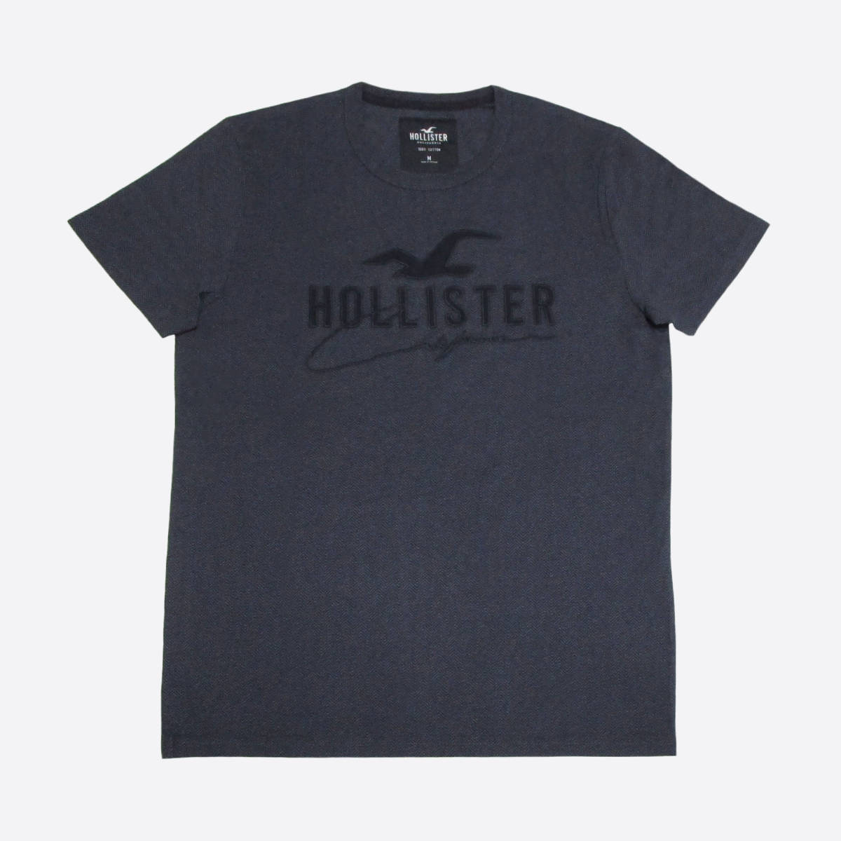 ★SALE★Hollister/ホリスター★アップリケロゴヘリンボーンTシャツ (Dark Grey/XL)