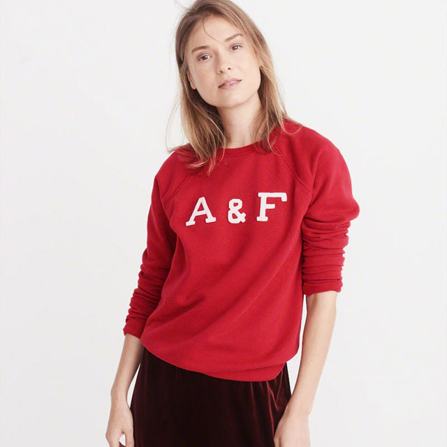 ★SALE★Abercrombie & Fitch/アバクロ★アップリケロゴクルースウェット (Red/L)_画像6