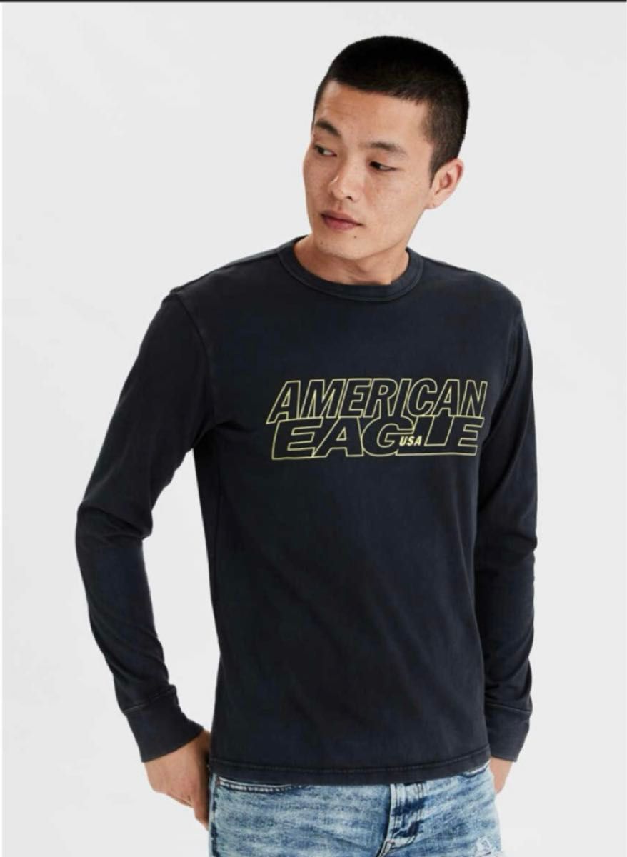 新品 正規品 AE アメリカンイーグル グラフィックTシャツ B 長袖Tシャツ ロングスリーブ