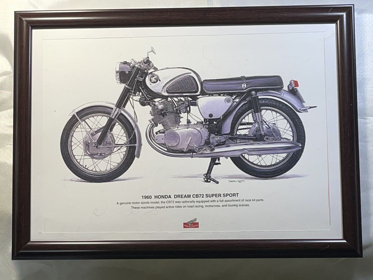 1960 HONDA DREAM CB72 SUPER SPORT イラストポスターパネル A 4サイズ_画像1