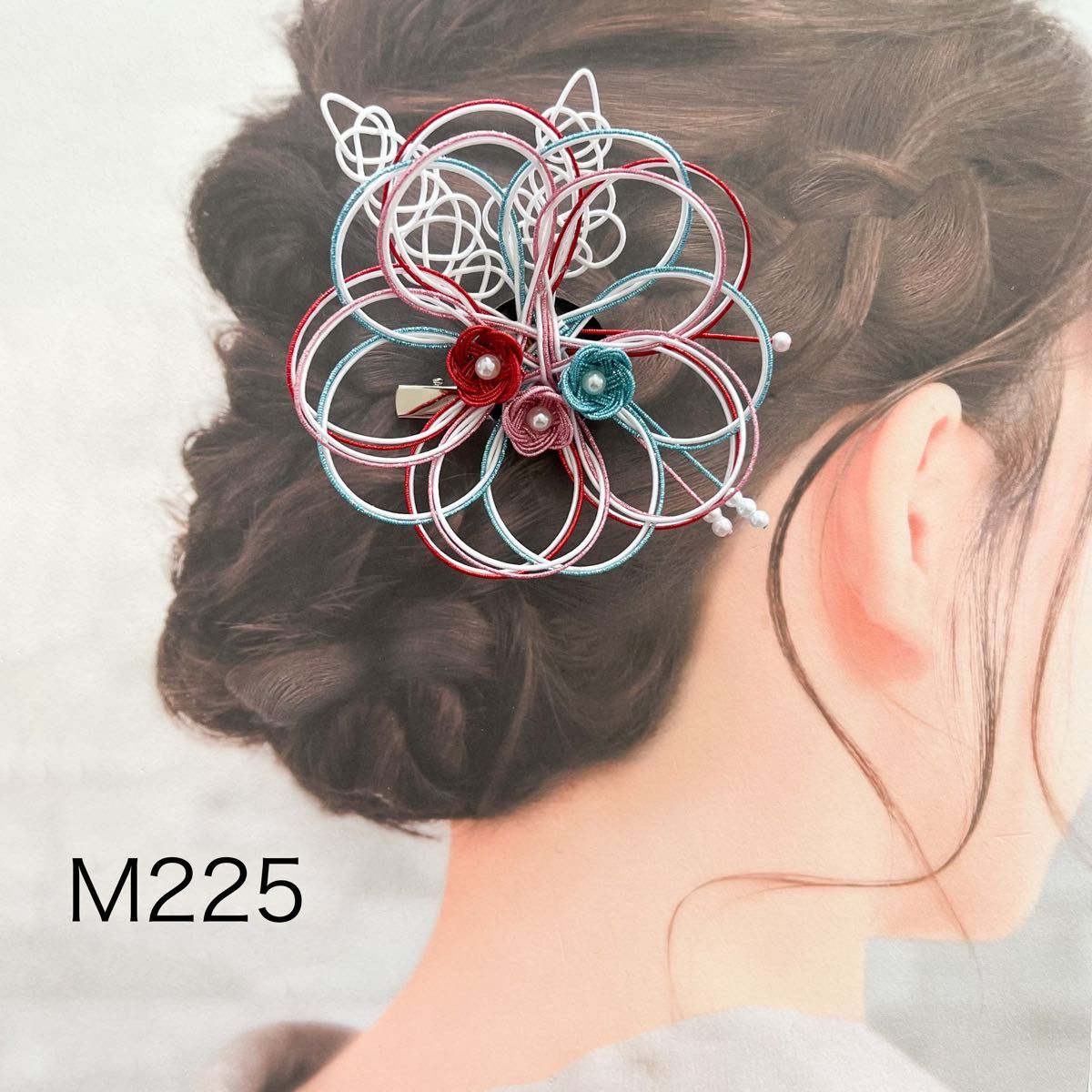 水引髪飾り　クリップピン　赤ピンク青　和装髪飾り　着物の髪飾り 結婚式　M225 成人式 ヘッドドレス 結婚式髪飾り