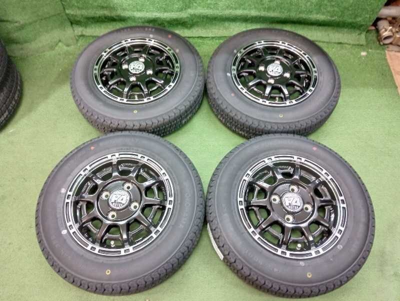 未走行H4モーターX　12X4J　4H　PCD100　OFF43 /YH　12インチ4本セット　145/80R12LT 　上尾_画像1