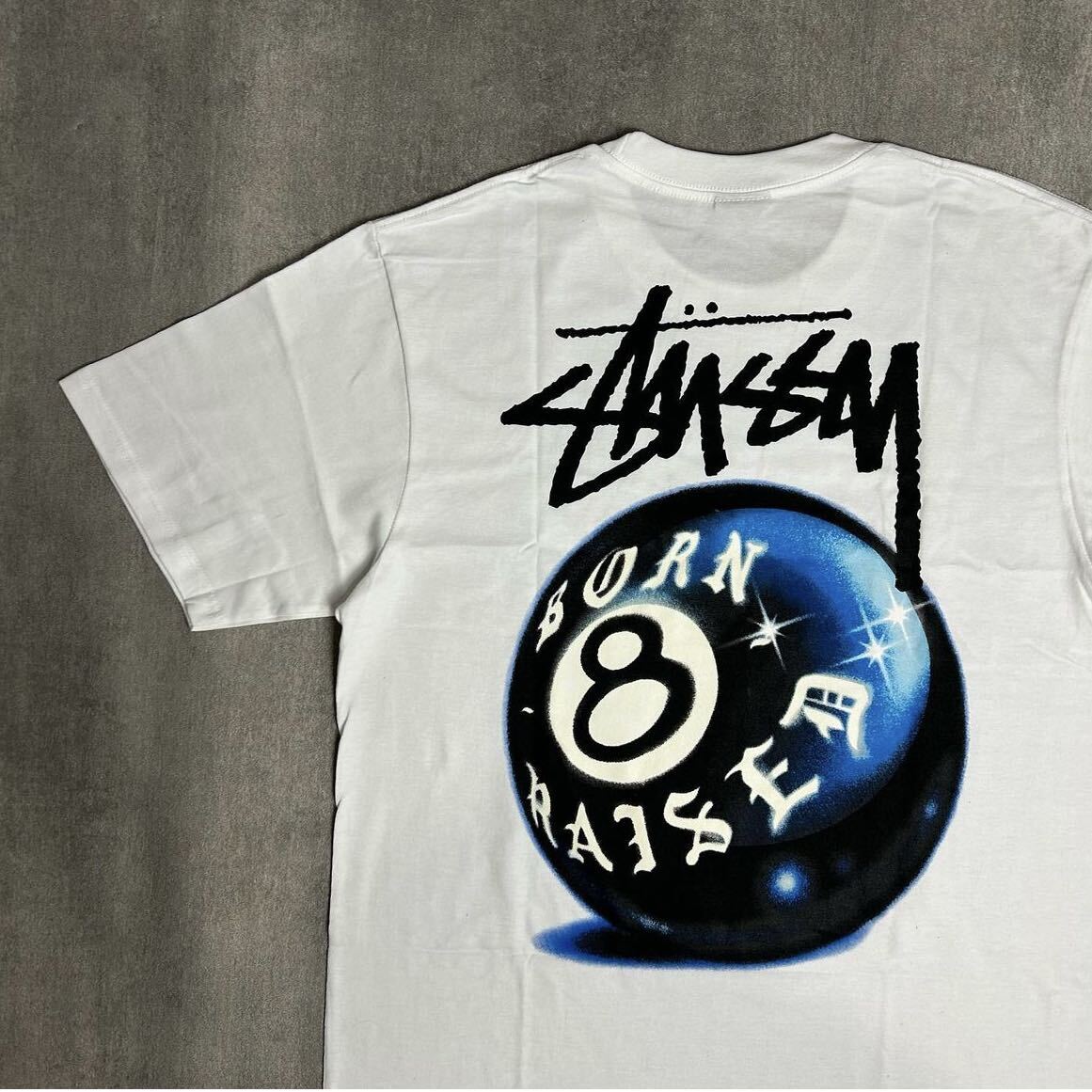 STUSSY ステューシー STUSSY & BORN X RAISED 8 BALL TEE ボーン X レイズド X 8 ボール Tシャツ 半袖 ホワイト XL メンズ レディース