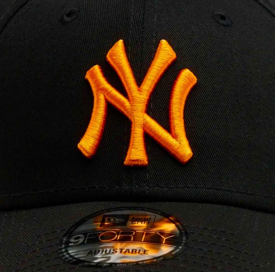 NEWERA NY 9forty ニューエラ キャップ 帽子 ブラック ネオンオレンジ 蛍光 ニューヨーク ヤンキース 黒 海外限定 正規品_画像2