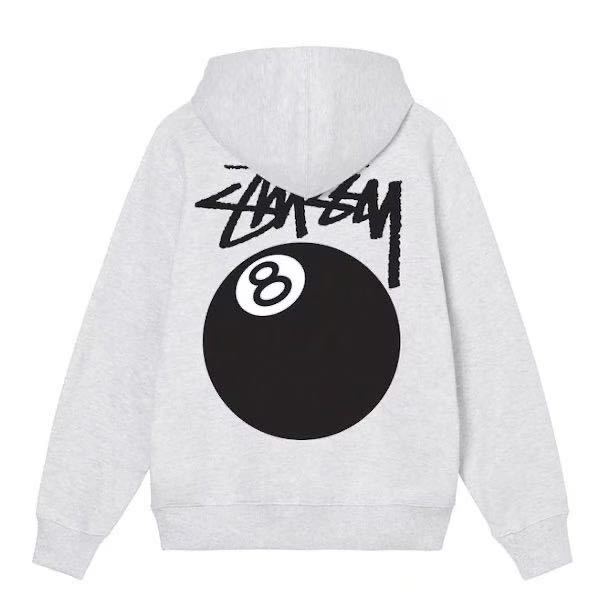 送料無料【新品】STUSSY ステューシー 8BALL ジップ パーカー グレー スウェットパーカー XL メンズ レディース 8ボール_画像2