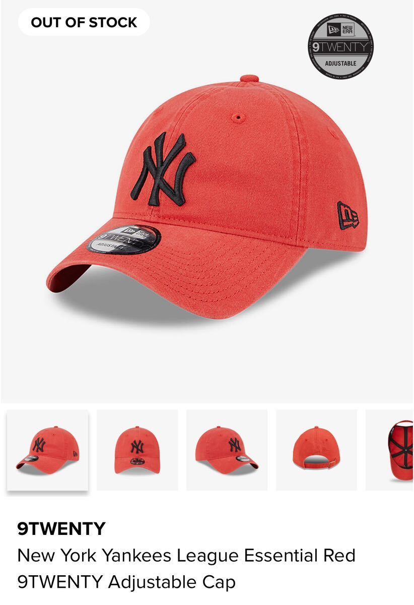newera 9twenty キャップ 帽子 カジュアルクラシック NY ニューヨーク ヤンキース MLB ニューエラ 赤 レッド ウォッシュ加工 海外限定_画像7