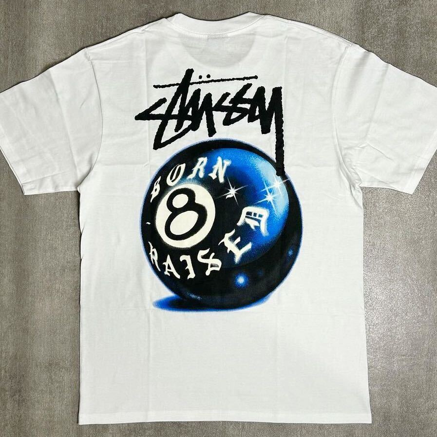 STUSSY ステューシー STUSSY & BORN X RAISED 8 BALL TEE ボーン X レイズド X 8 ボール Tシャツ 半袖 ホワイト M メンズ レディースの画像3