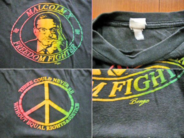 オールドスクール！★1980年代 ビンテージ VINTAGE マルコムX Tシャツ MALCOLM X 黒人 モハメドアリ カシアスクレイ 古着 ラスタカラー_★黒人好みなTシャツです。