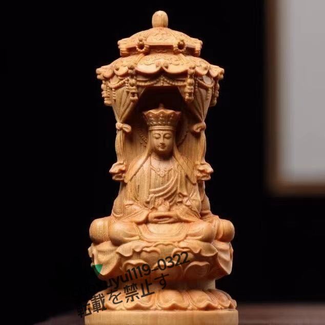 三面 婆娑三聖座像 阿弥陀仏三尊（観世音菩薩 阿弥陀仏 地蔵菩薩像）彫刻 仏教工芸_画像2