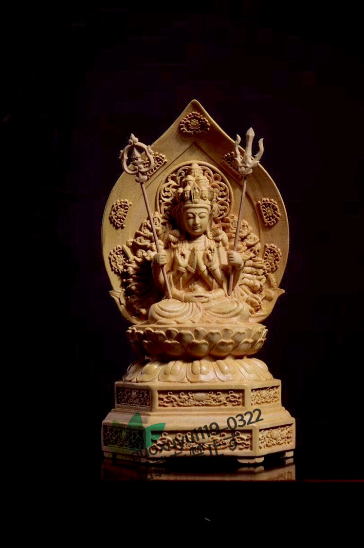  密教 仏像 八大守護神-千手観音 木彫仏像 _画像1