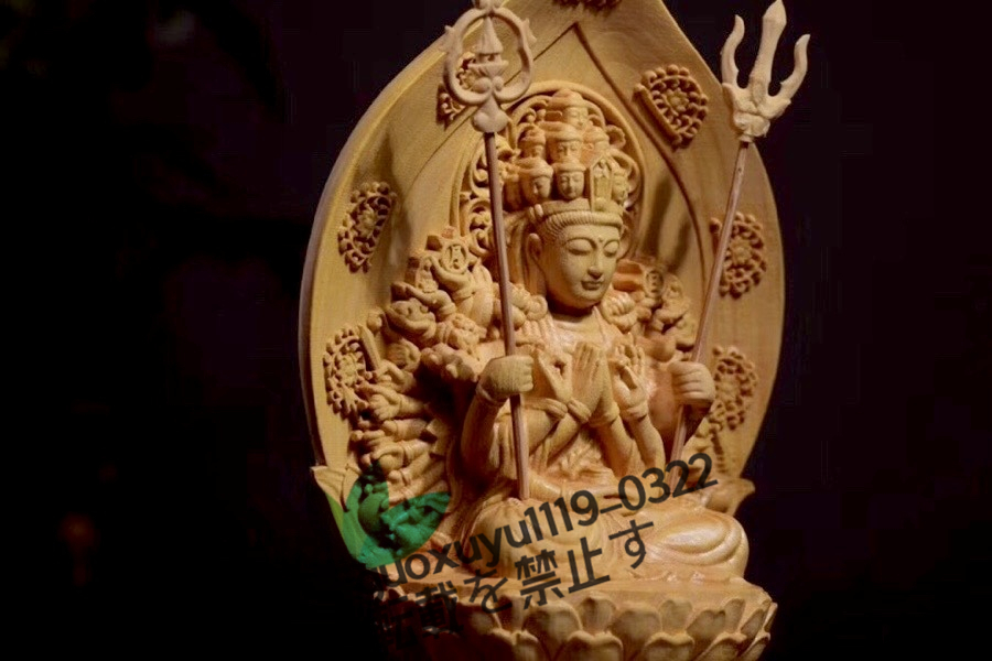  密教 仏像 八大守護神-千手観音 木彫仏像 _画像6