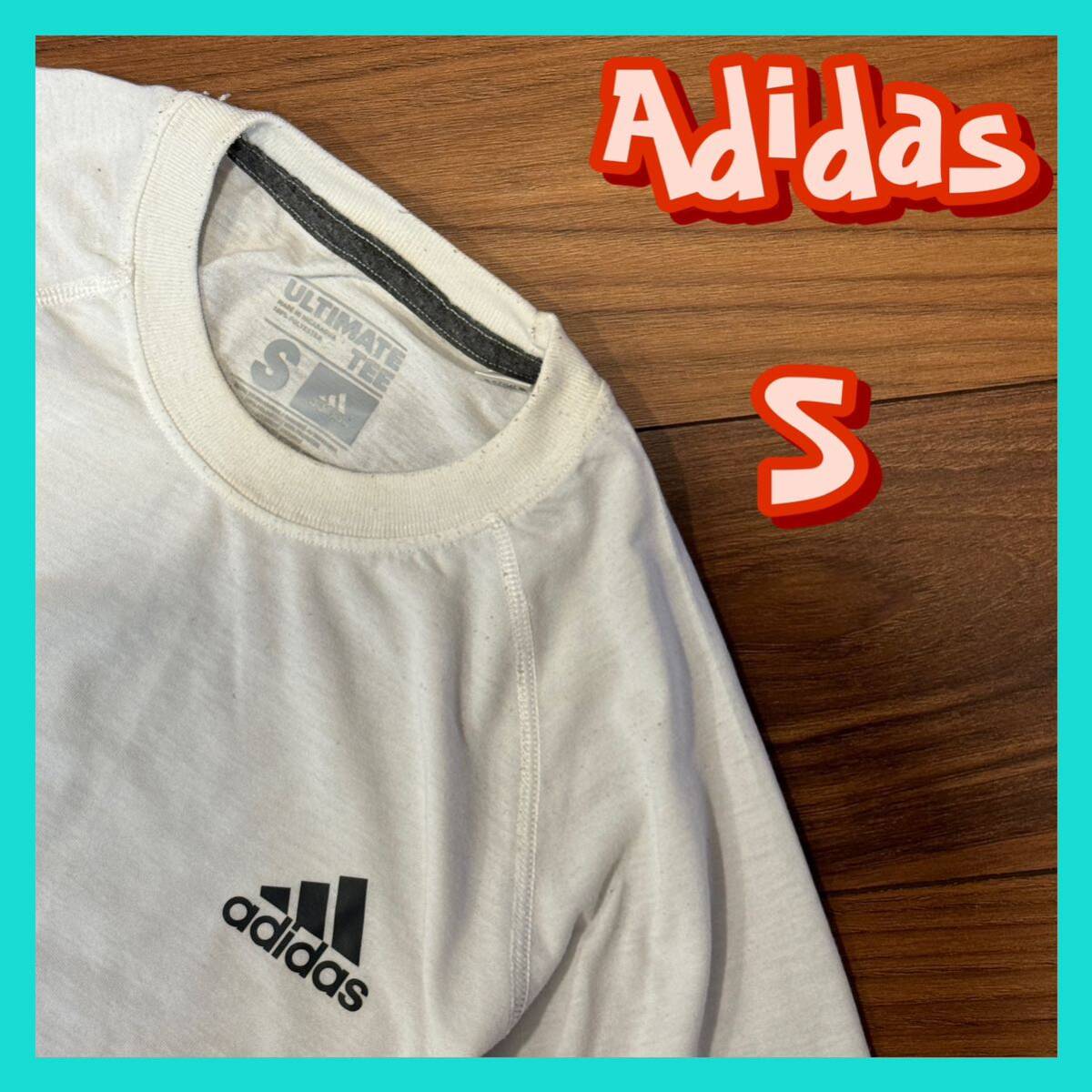 アディダス 半袖Tシャツ S メンズ ホワイト スポーツブランド ブランド古着の画像1