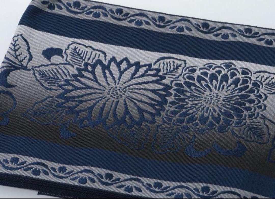 [ оригинальный сделано в Японии ] высококлассный классика хризантема. темно синий чёрный obi # hanhaba obi местного производства возможно . юката obi # двусторонний obi * новый товар не использовался . одежда магазин покупка ... obi кимоно obi половина ширина obi 