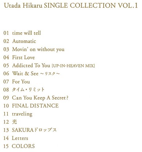 宇多田ヒカル「Utada Hikaru SINGLE COLLECTION VOL.1」ベスト盤CD＜traveling、First Love、Automatic、SAKURAドロップス、他収録＞_画像2