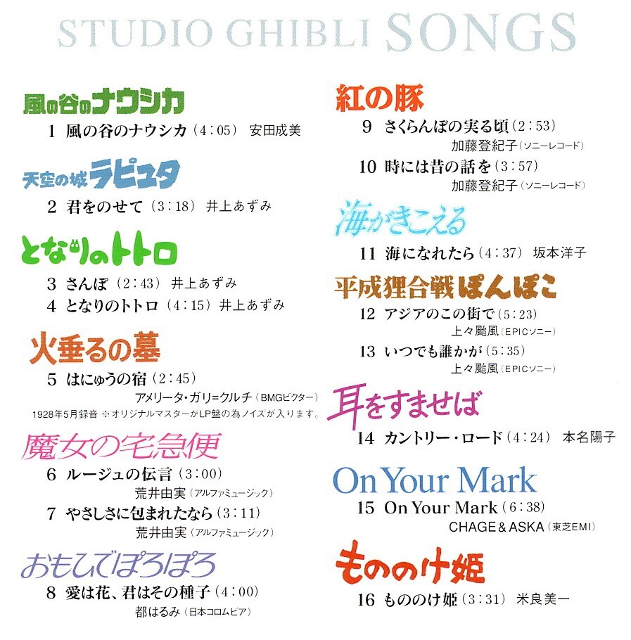 [ Studio * Ghibli *songs]CD< Tonari no Totoro, Kaze no Tani no Naushika, Majo no Takkyubin, heaven empty. castle Laputa,........,>