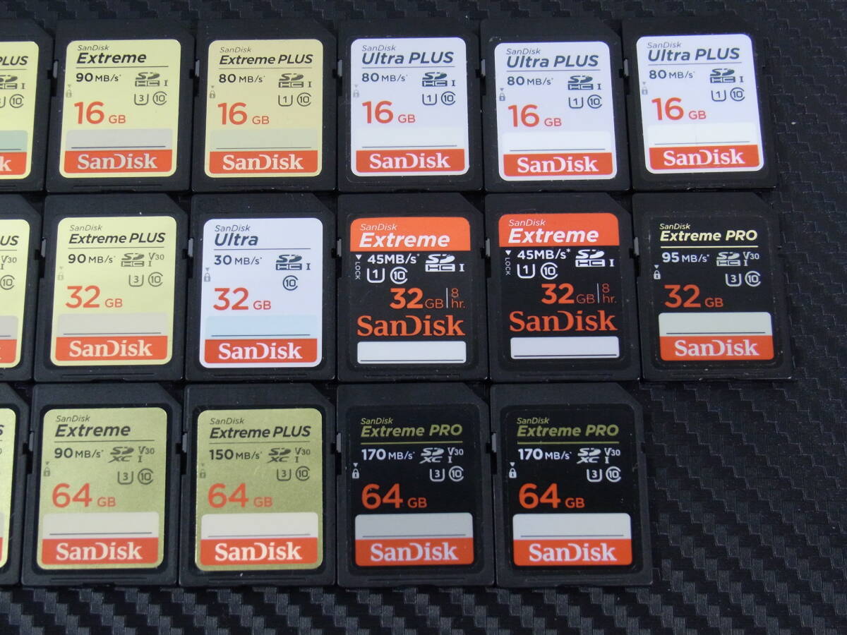 大量/まとめ SD HC XC カード 全てSanDisk製 16GB/32GB/64GB 容量/スピード/クラス等色々 SDカード 大容量メモリー 17枚 デジカメ等に