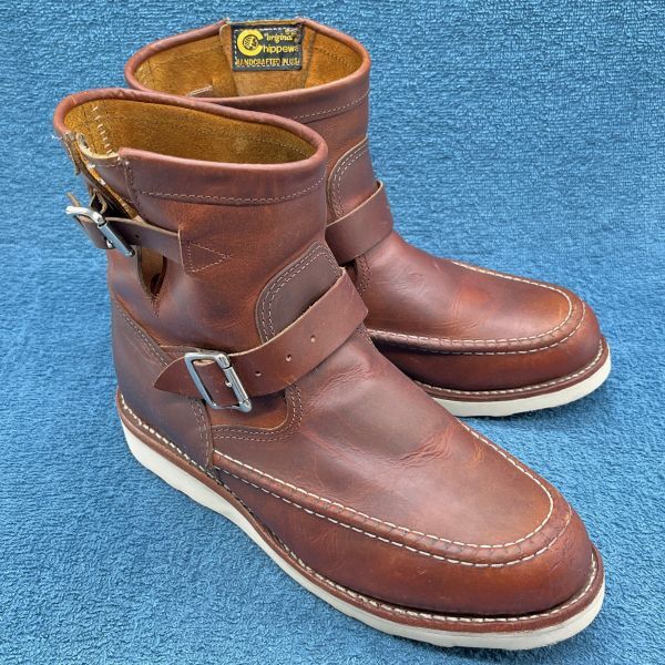 即決★Chippewa 定価4万 1901M08★26cm エンジニアブーツ チペワ 8E ブラウン ハイランダー モックトゥ タン フルグレインオイルドレザー_画像2