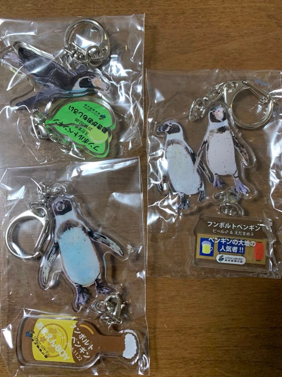 東武動物公園　ペンギン　アクリルキーホルダー　ビール　えだまめ　3コセット