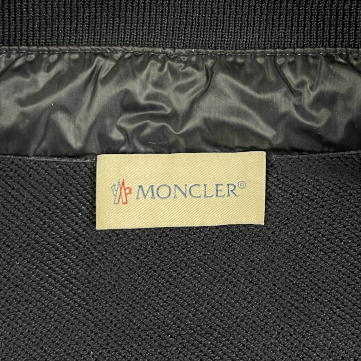 稀少Lサイズ! モンクレール ダウンジャケット ニット 切り替え ネイビー 紺 マグリアカーディガン MONCLER ロゴワッペン L トリコロール_画像8