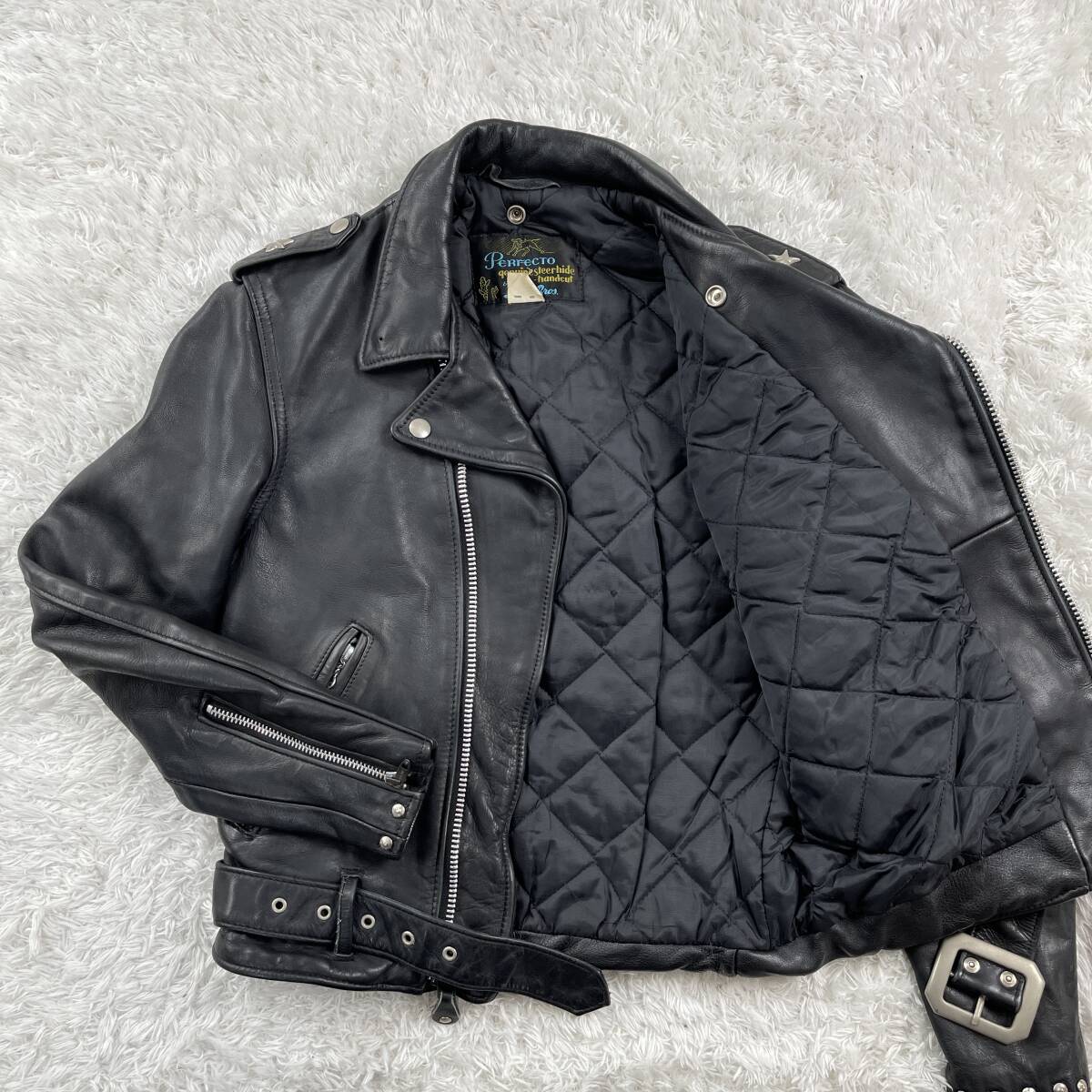  ultra rare model Schott 613XX Double Rider's one starter long Zip cactus tag quilting leather cow leather 36 Schott stereo a hyde 