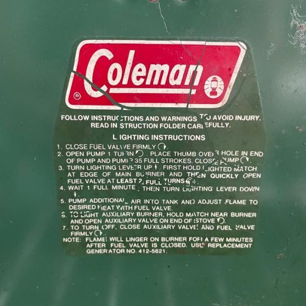 ◆1円スタート◆ コールマン Coleman 425F ツーバーナー 81年9月製 キャンプ アウトドア BBQ コンロ mc01065491の画像3