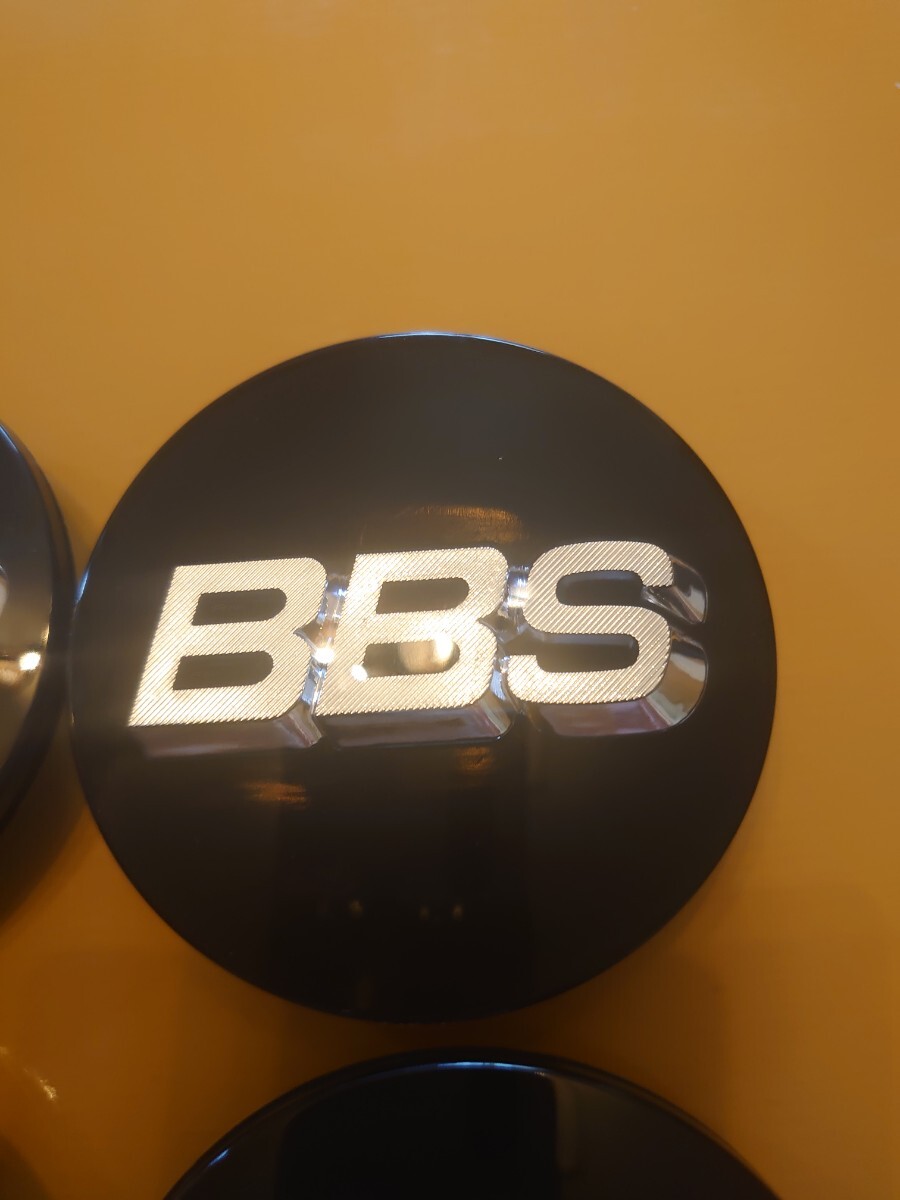 bbs BBS センターキャップ　黒銀　70mm リング無し　4個セット