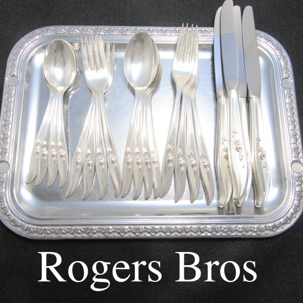 【Rogers Bros】 薔薇のレリーフ ディナーセット 4名用20本組 【シルバープレート】_画像1