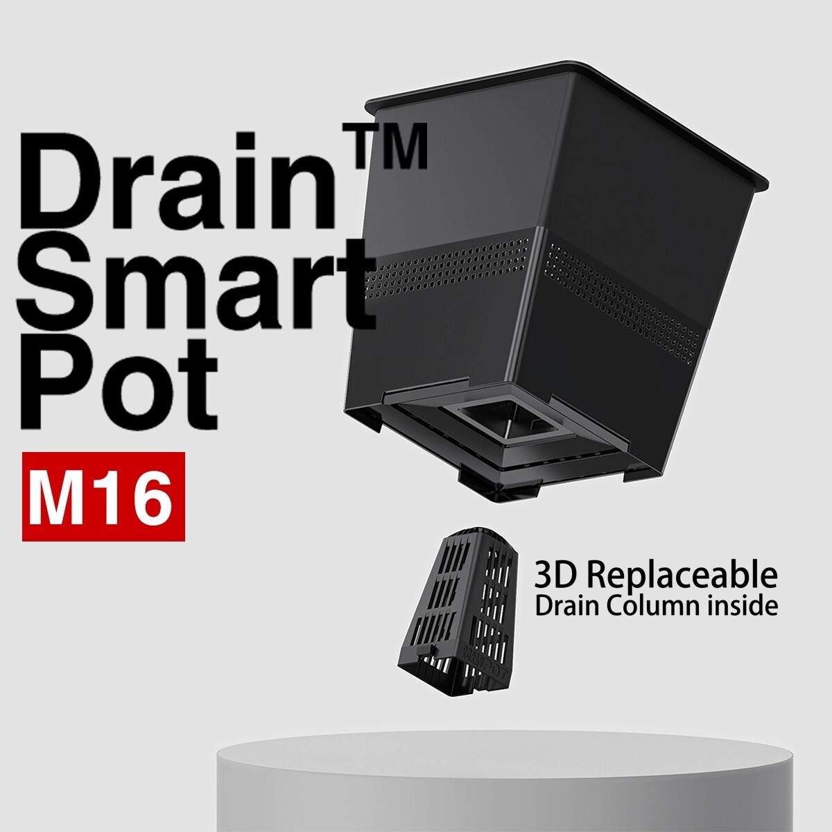 プラ鉢 Drain Smart Pot M16サイズ ブラック 5個 ラベル付き 排水性 通気性 スリット鉢 多肉食物 パキポディウム 発根管理_画像1