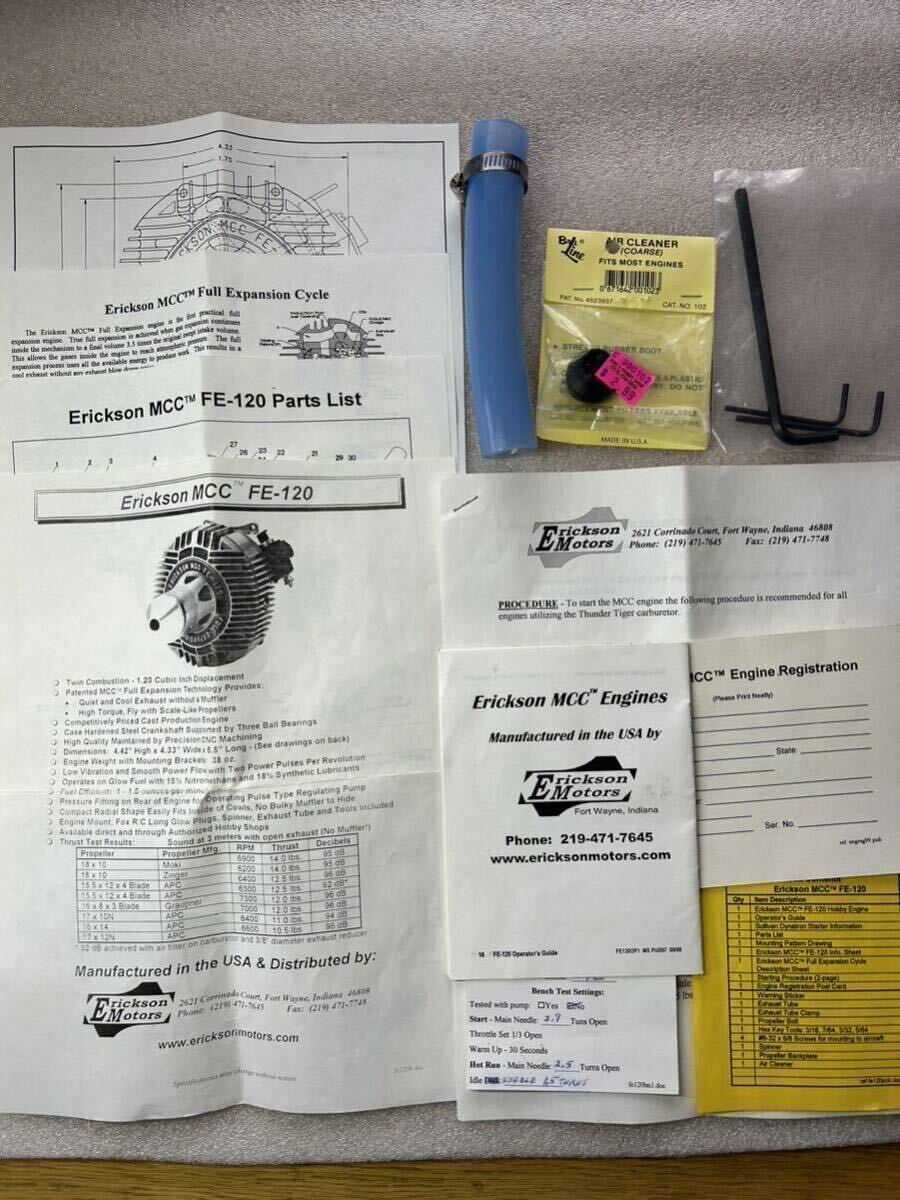 希少エンジン Erickson MCC FE-120 Twin Engine MADE IN AMERICA 本箱 取説 備品付きの画像10