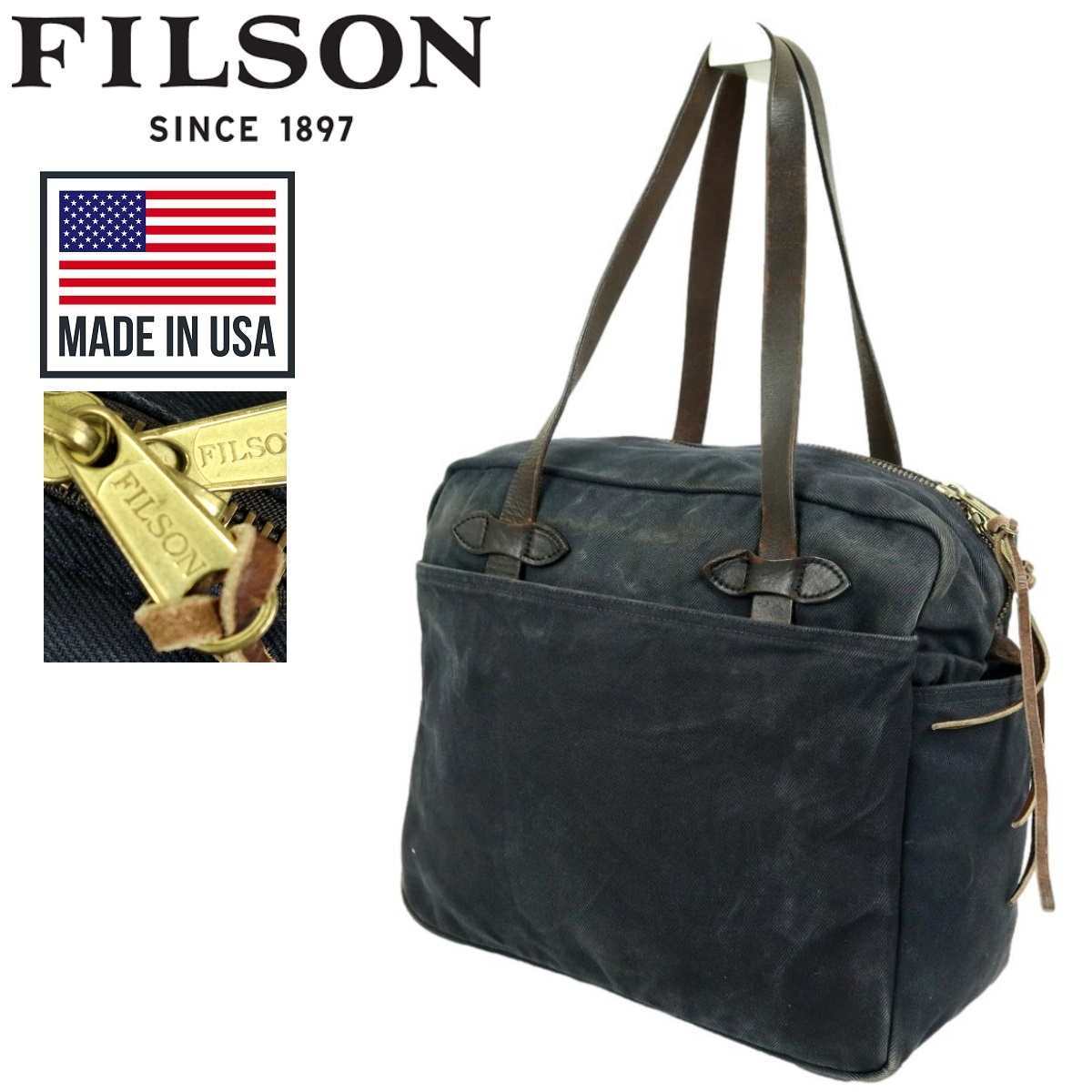 【B2013】【USA製】FILSON フィルソン トートバッグ キャンバス レザー_画像1