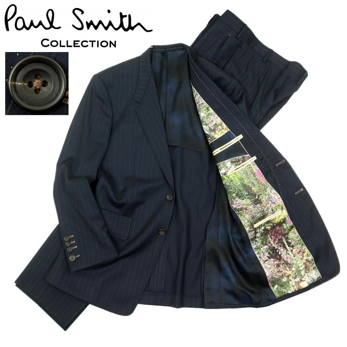 【S2955】【裏地花柄】Paul Smith COLLECTION ポールスミスコレクション スーツ セットアップ テーラードジャケット パンツ スラックス_画像1