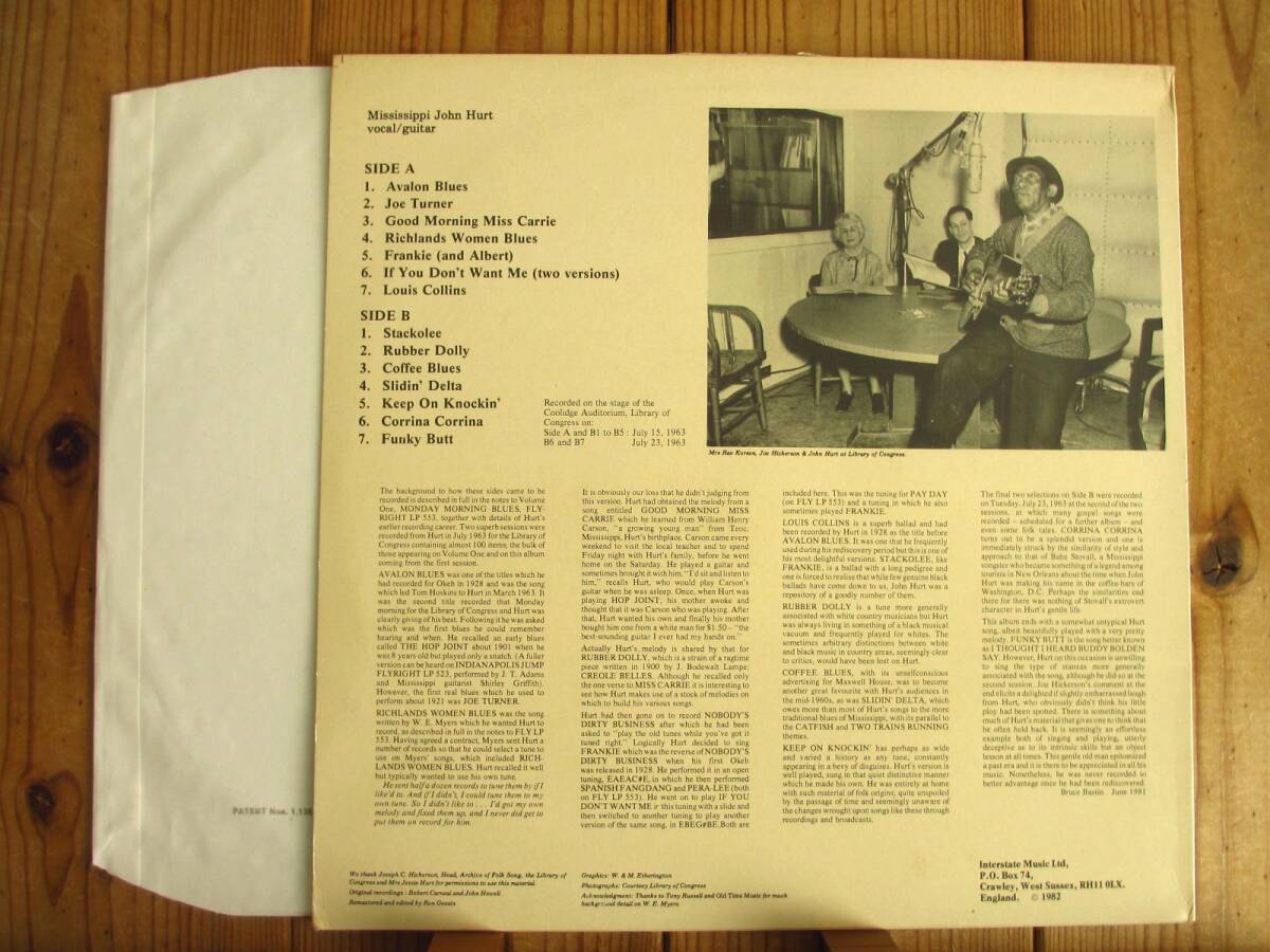 3枚セット Mississippi John Hurt / ミシシッピジョンハート / Monday Morning Blues, Avalon Blues Volume 2 & 3 / Flyright / Heritage_画像6