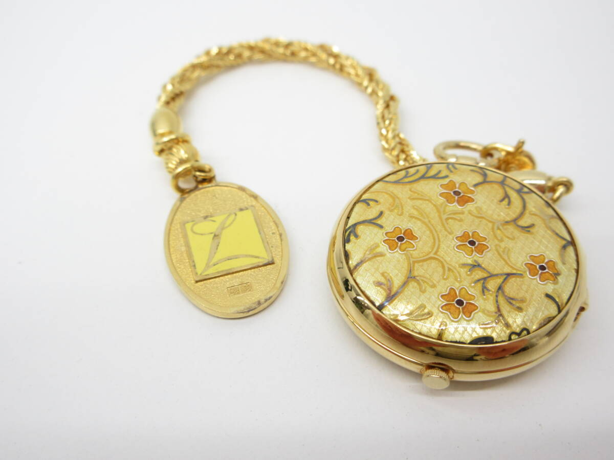 時計祭 Lamie ラミー ラミエ 懐中時計 純銀プレート クオーツ ゴールドカラー 不動品 ジャンクの画像5