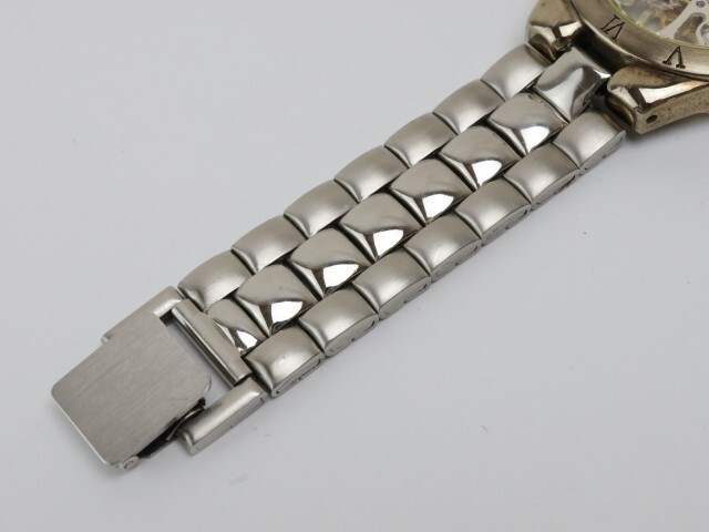 2403-666B エソール 手巻き式 腕時計 ESSOR 両面スケルトン ベゼルインデックス ローマン数字 金属ブレスの画像4