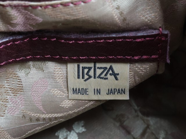 2404-60 イビサ イビザ ハンドバッグ IBIZA レザー製 あずき色×マルチの画像3