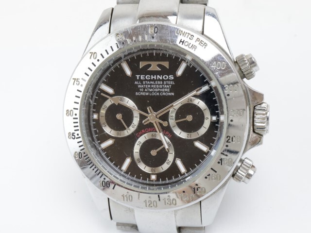 2404-595 テクノス 4本セット クオーツ 腕時計 TECHNOS セラミック 日付 純正ベルトの画像3