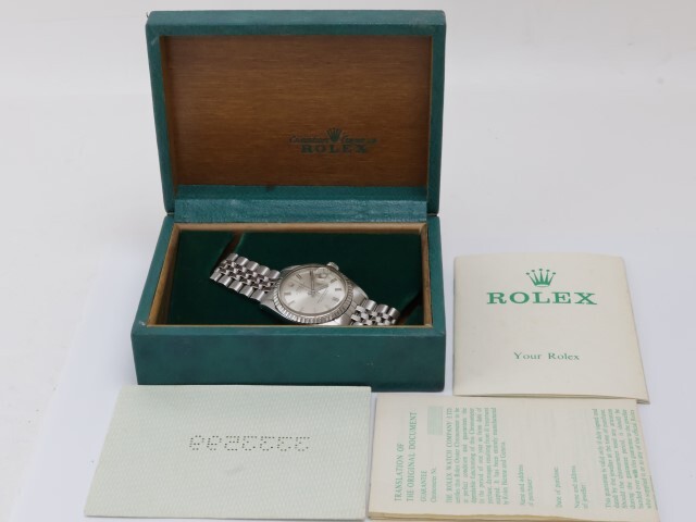 2404-662 ロレックス オートマチック 腕時計 ROLEX 1603 デイトジャスト シグマダイヤル ワイドボーイ 箱 説・保・証有り