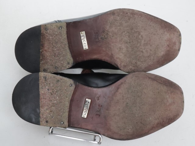 2404-82 Gucci 125927 bit Loafer обувь прекрасный товар GUCCI кожа производства размер 39 1/2 черный 