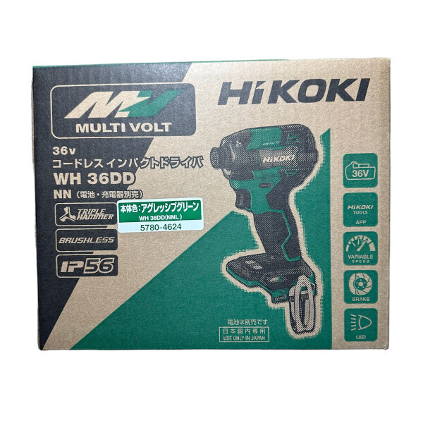 【箱付】HiKOKI[ハイコーキ] マルチボルト36V コードレスインパクトドライバ WH36DD(NNL) 緑/本体のみ_画像1