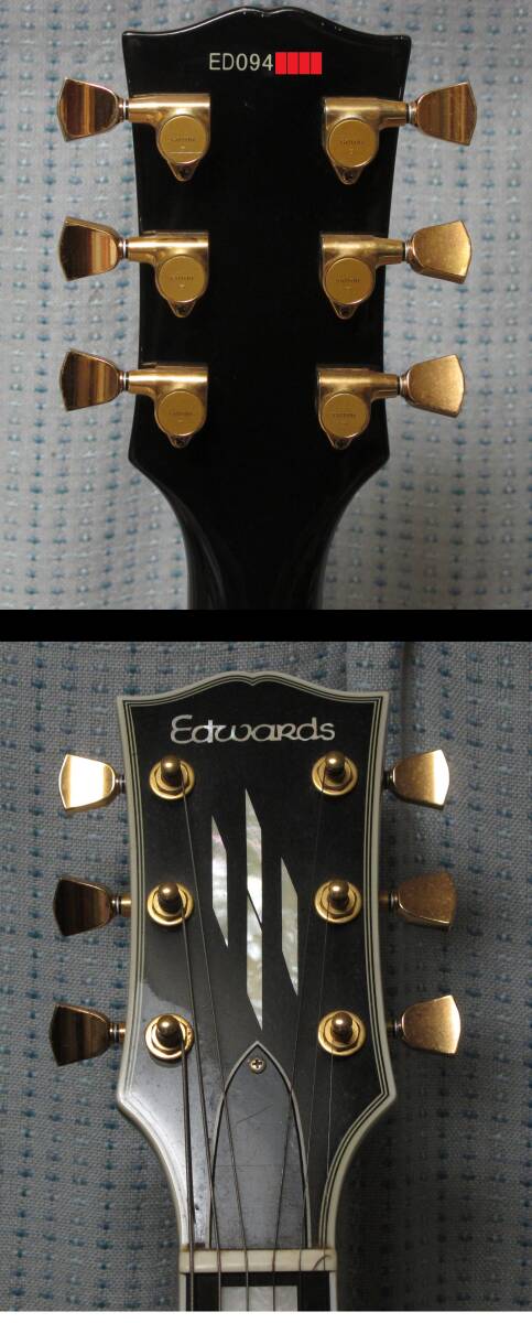 Edwards ESP レスポール ブラック×ゴールド 黒×金 エドワーズ エレキギター 中古楽器ジャンク[Duncanピックアップ/Custom/美品/E-LP-92CDの画像8