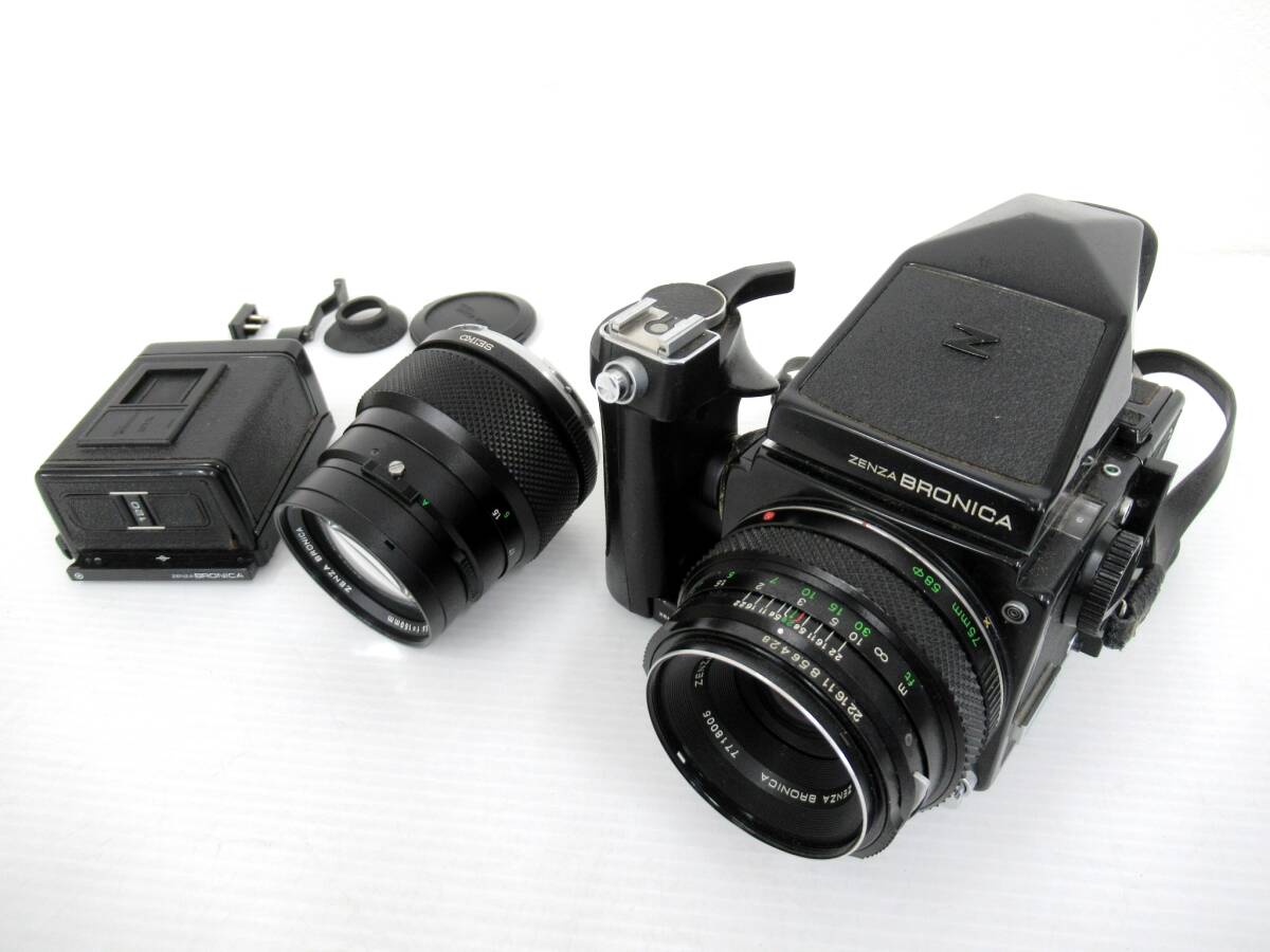 【ZENZA BRONICA/ゼンザブロニカ】卯④321//付属品多数 ZENZA BRONICA ETR ZENZANON MC 1:2.8 f=75mm 1:3.5 f=150mmの画像1