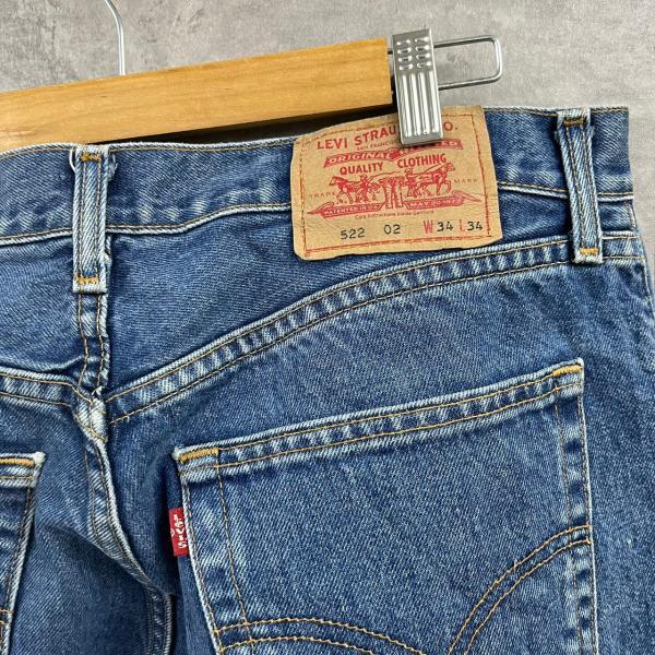 Levi's リーバイス 522 02 デニムジーンズパンツ ブルー ボタンフライ W34L34 赤タブ 522-0216 USA 海外輸入 古着 L220313-H277_画像3