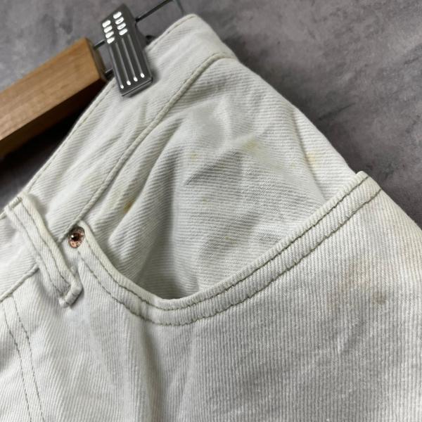 Levi's リーバイス 901 デニムジーンズパンツ ホワイト ボタンフライ カラー 赤タブ USA 海外輸入 古着 L211220-H142_画像10