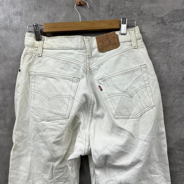 Levi's リーバイス 901 デニムジーンズパンツ ホワイト ボタンフライ カラー 赤タブ USA 海外輸入 古着 L211220-H142_画像5