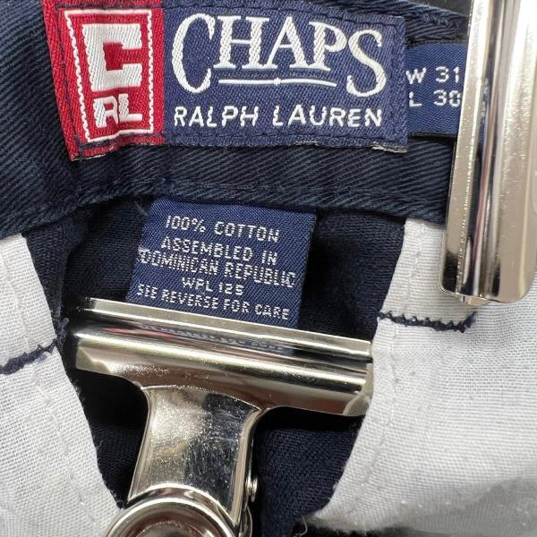 CHAPS チャップス RALPH LAUREN チノパンツ ネイビー ジップフライ ツータック W31L30 実寸W31in USA 海外輸入 古着 S1-N228_画像7