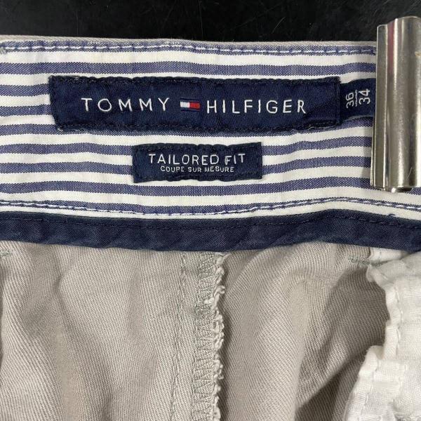 TOMMY HILFIGER トミー チノパンツ グレーベージュ TAILORED ジップフライ 36/34 実寸W38in 0127920 USA 海外輸入 古着 S10428_画像8