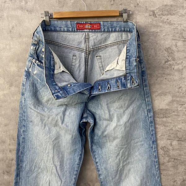 Dickies ディッキーズ デニムジーンズパンツ ライトブルー ボタンフライ W32L36 実寸W33in USA 海外輸入 古着 S1-N154_画像6